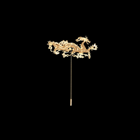 Filigree Dragon Lapel Pin - 18k Yellow Gold (Left)