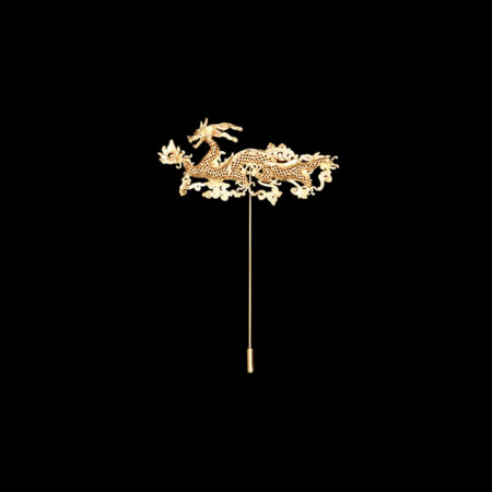 Filigree Dragon Lapel Pin - 18k Yellow Gold (Right)