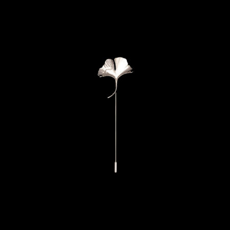 Ginkgo Petal Lapel Pin - Rhodium White Gold