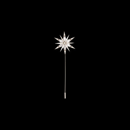 Meteorite L Lapel Pin - Rhodium White Gold