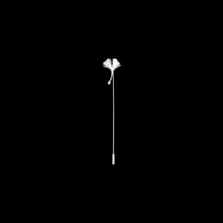 Mini Ginkgo Lapel Pin - Rhodium White Gold