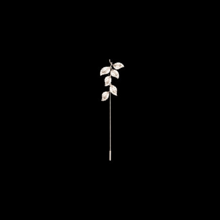 Paved Twigs Lapel Pin - Rhodium White Gold