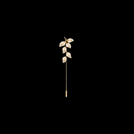 Paved Twigs Lapel Pin - 18k Yellow Gold