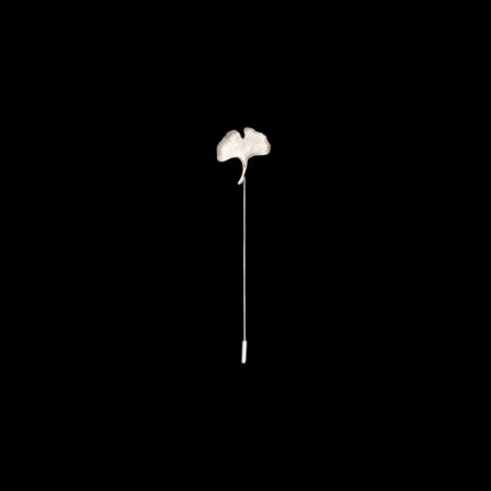 Single Ginkgo Lapel Pin - Rhodium White Gold