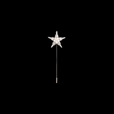 Star L Lapel Pin - Rhodium White Gold