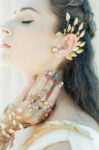925-202100012-Athens-Leaves-Earpiece-Doff-Gold-Left