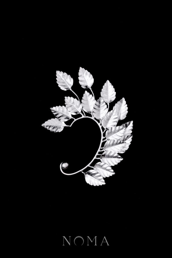 925-202300005-Athens-Leaves-Earpiece-Doff-Silver-Left