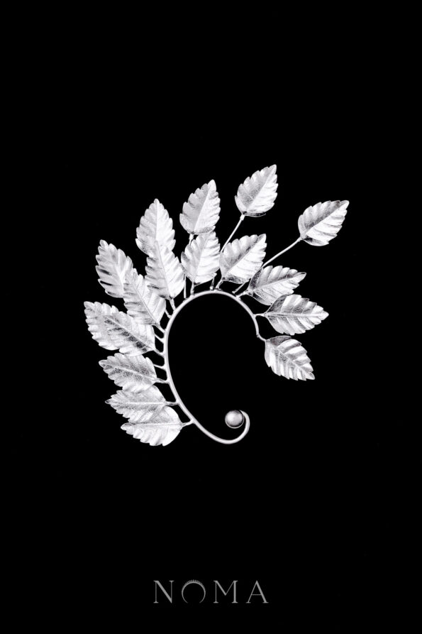 925-202300006-Athens-Leaves-Earpiece-Doff-Silver-Right