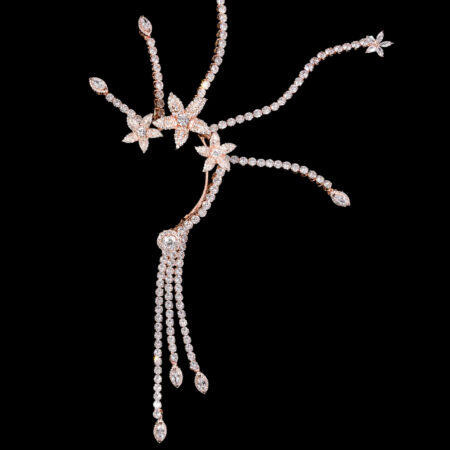 Paved Flower Earpiece - Rose Gold (Left)