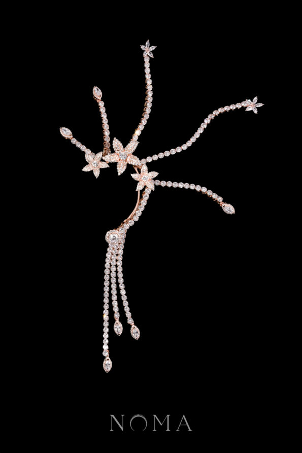 ACC-202000018-Paved-Flower-Earpiece-Rose-Gold-Left