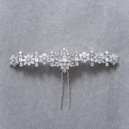 Royal Art Floral Arrangement Hairpin - White Gold