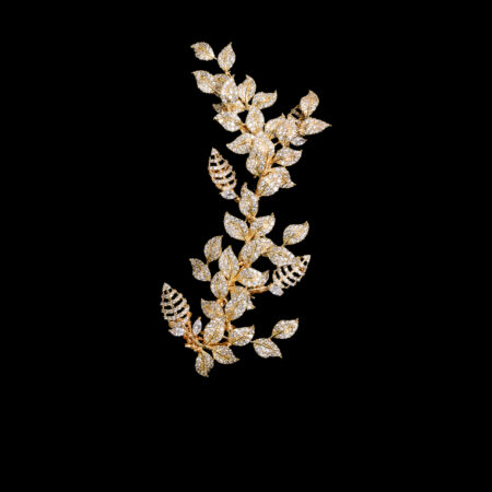 Paved Twigs Side Hairvine or Brooch - Gold (Right)
