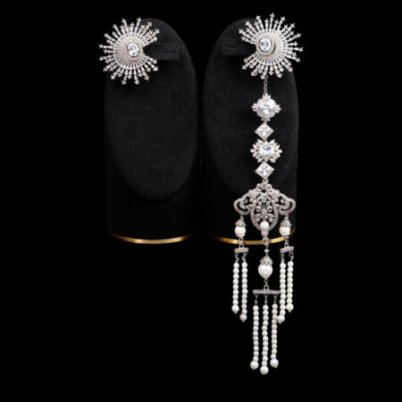 Art Radiance Earrings with Jacket Set - White Gold (5 pcs)