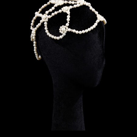 Pearl Weaving Headdress - White Silver, White Pearl