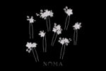Clay Flower Jasmine Pearly Hairpin Set - White Silver (8 pcs)