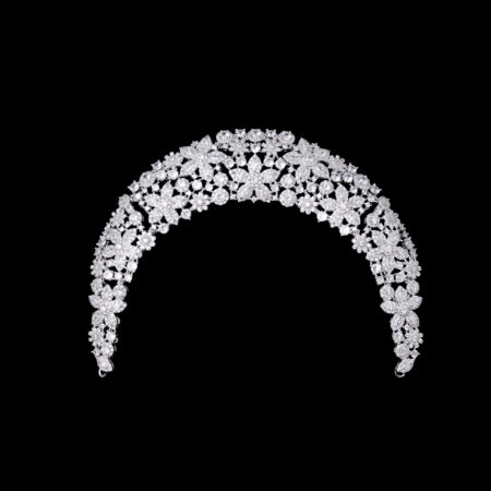 Paved Blooms Bun Cuff - White Gold