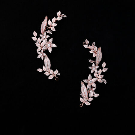 Paved Flower Garden Side Hairvine Pair - Rose Gold (1 pair)