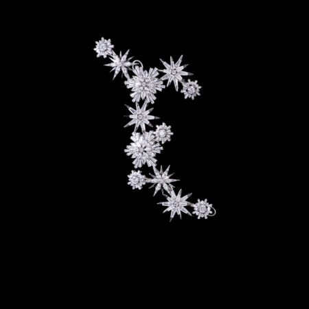 Snowflakes Arrangement Side Hairvine - White Gold (Left)