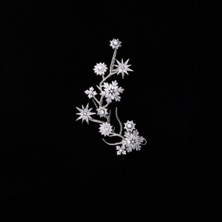 Snowflakes Branch Side Hairvine - White Gold (Left)