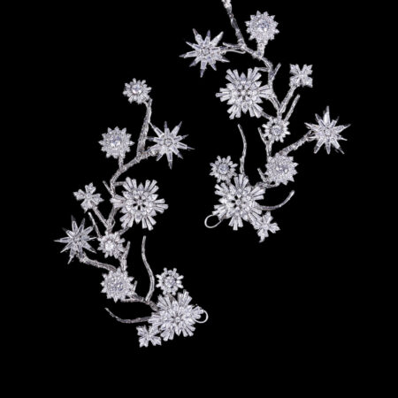 Snowflakes Branch Side Hairvine Pair - White Gold (1 pair)