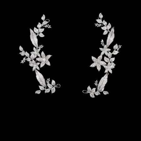 Paved Flower Garden Side Hairvine Pair - White Gold (1 pair)