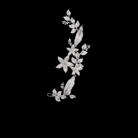 Paved Flower Garden Side Hairvine - White Gold (Right)