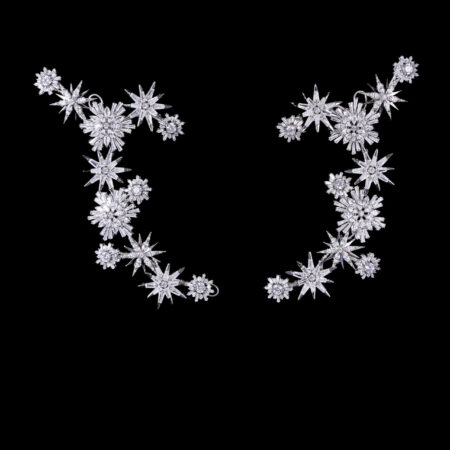 Snowflakes Arrangement Side Hairvine - White Gold (Right)