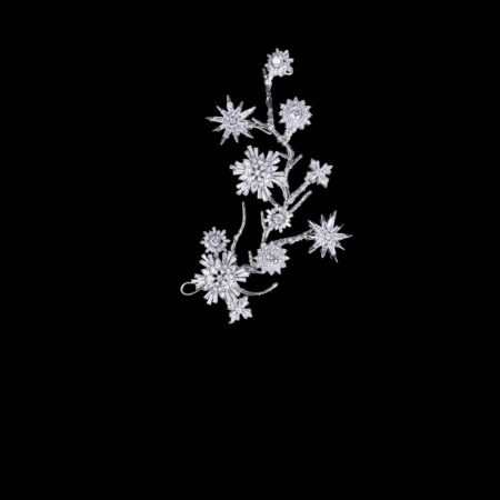 Snowflakes Branch Side Hairvine - White Gold (Right)