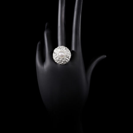 Mutiara Insan Ring - Doff Silver, White Pearl
