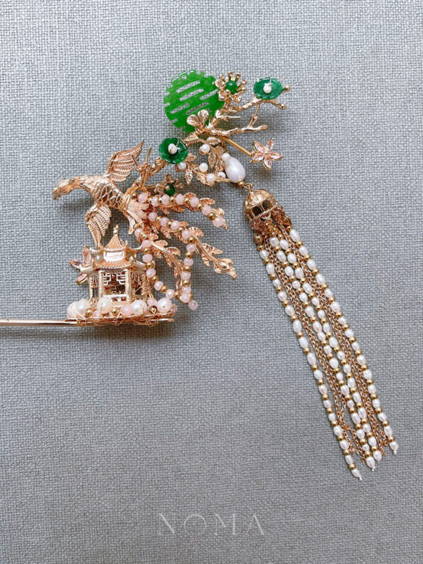 CHN-202100045-Flying-Phoenix-Jade-Happiness-Hairpin-Gold-Jade-Left