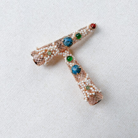 Inlaid Stones Fingernail Guard Set - Gold (2 pcs)