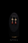 Rose Pear Bud Jade Earrings - Gold, Red Jade