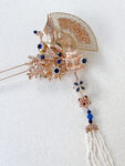 CHN-202200022-Flying-Crane-Bouquet-Hairpin-Gold-Sapphire-Left