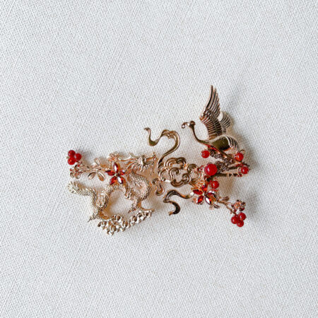 Dragon and Crane Heaven Hairvine - Gold, Ruby (Right)
