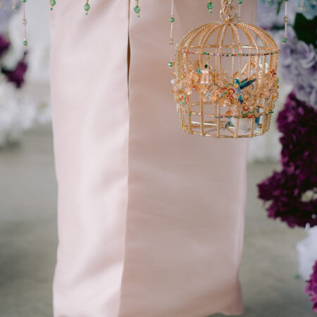 Decorated Nightingale Birdcage Clutch - Gold