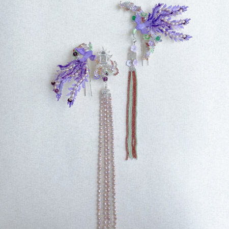 Colorful Flying Phoenix Ponytail Twist Set - Gold, Purple (2 pcs)