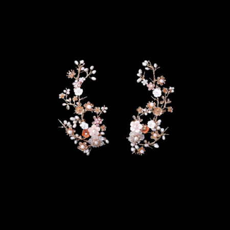 Oriental Floral Garden Side Hairvine Pair - Gold, Pink (1 pair)