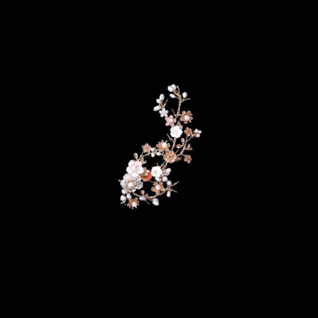 Oriental Floral Garden Side Hairvine - Gold, Pink (Right)