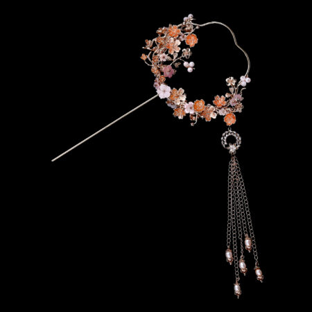 Eight Petals Pagoda Floral Jardin Hairpin - Gold, Pink
