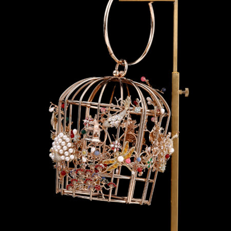 Chinese Scenery Birdcage Clutch - Gold