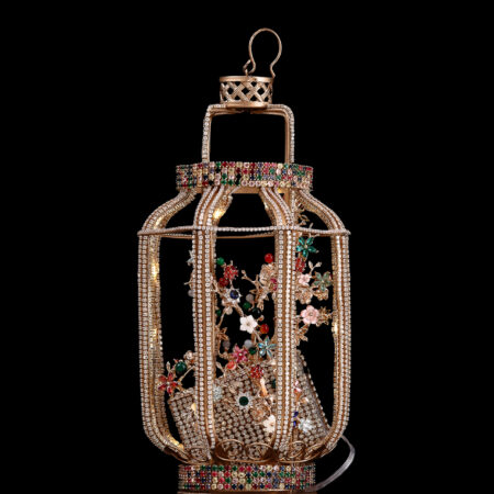 Light Up Floral Garden Lantern - Gold