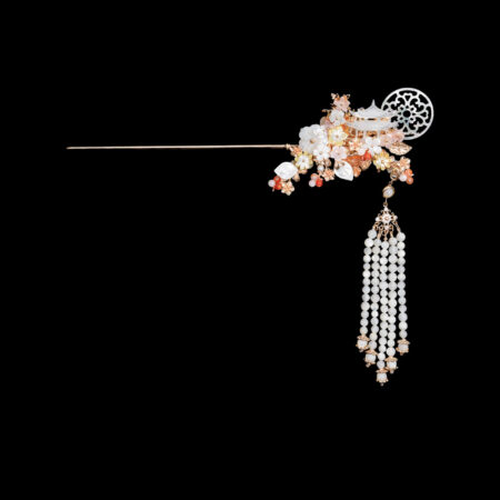Floral Garden Over the Moon Hairpin - Gold, Pink