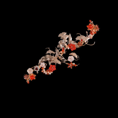 Crane Ginkgo Harmony Side Hairvine - Gold, Ruby (Right)
