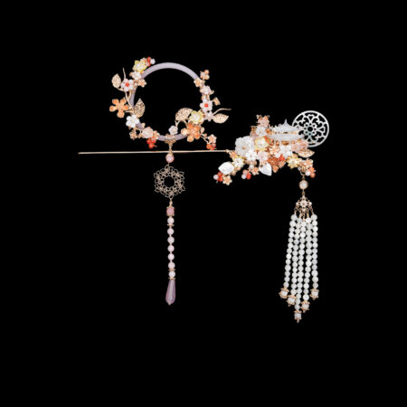 Floral Garden Knob Over the Moon Set - Gold, Pink (2 pcs)