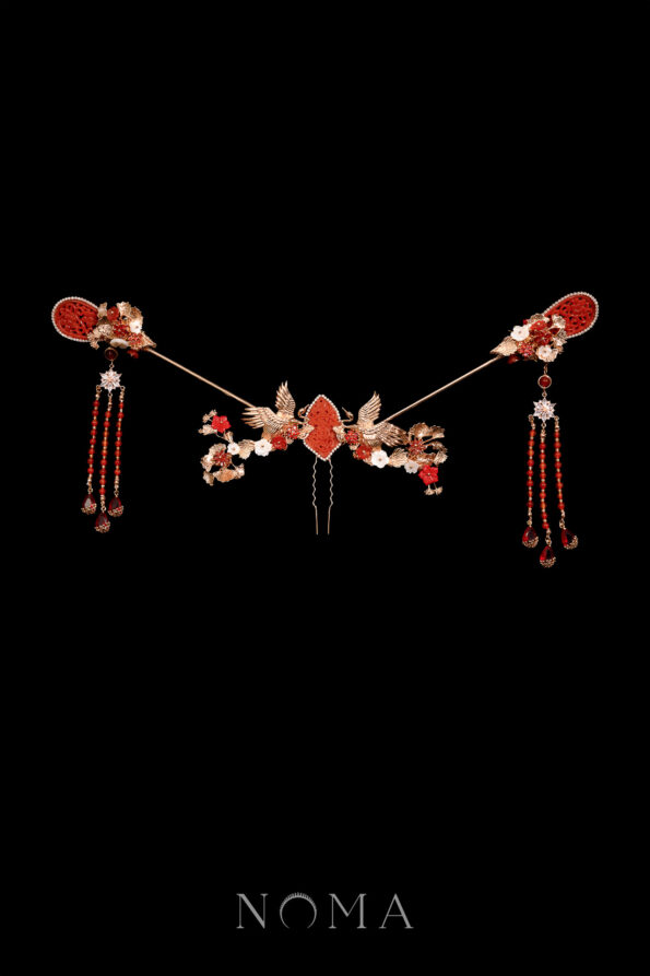 CHN-202300154-Colorful-Crane-Jade-Ginkgo-Pagoda-Hairvine-Set-Gold-Ruby-5-pcs-4