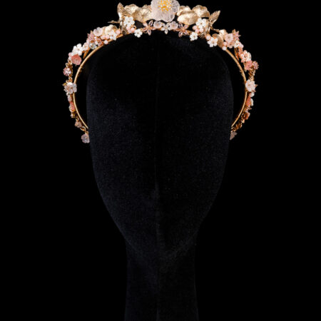 Crane Ginkgo Ornament Crown - Gold, Pink
