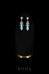 Han Element Pear Jade Earrings - Gold, Blue Jade