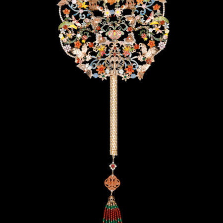 Colorful Heavenly Ornamental Fan - Gold