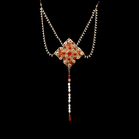Stones Tranquility Middle Hairpin - Gold, Ruby