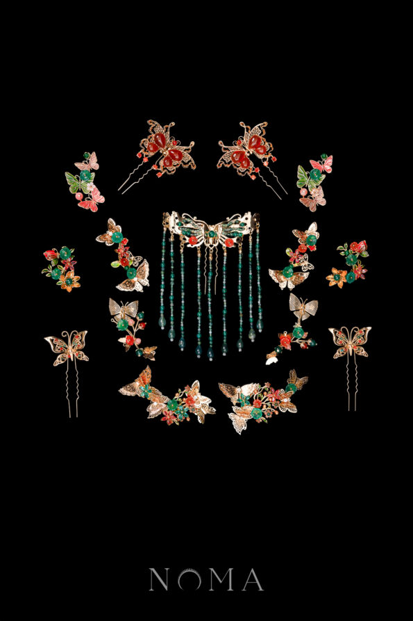 CHN-202400211-A-Thousand-Butterflies-Dream-Set-Gold-Green-15-pcs